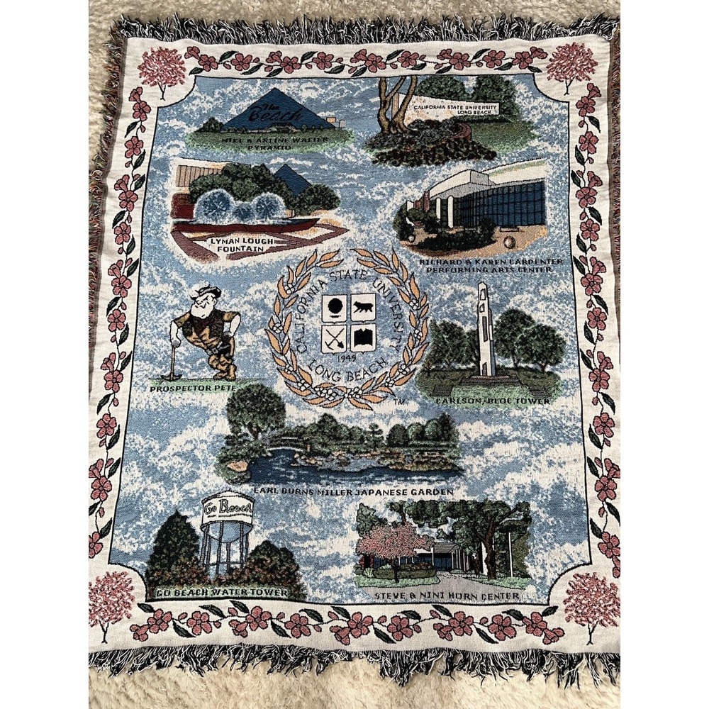 California State University Long Beach 1949 Jacquard Woven Throw Blanket XL - Picture 2 of 4